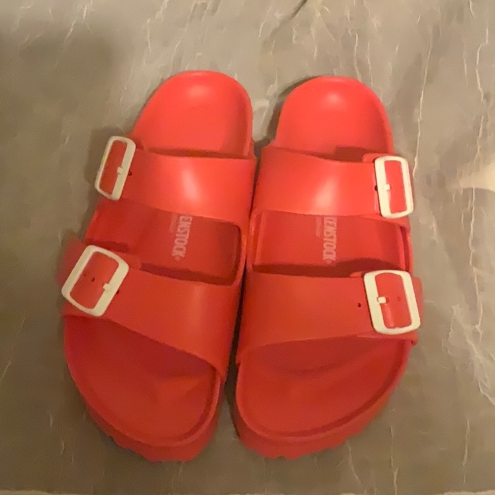 Coral Arizona Birkenstock sandals